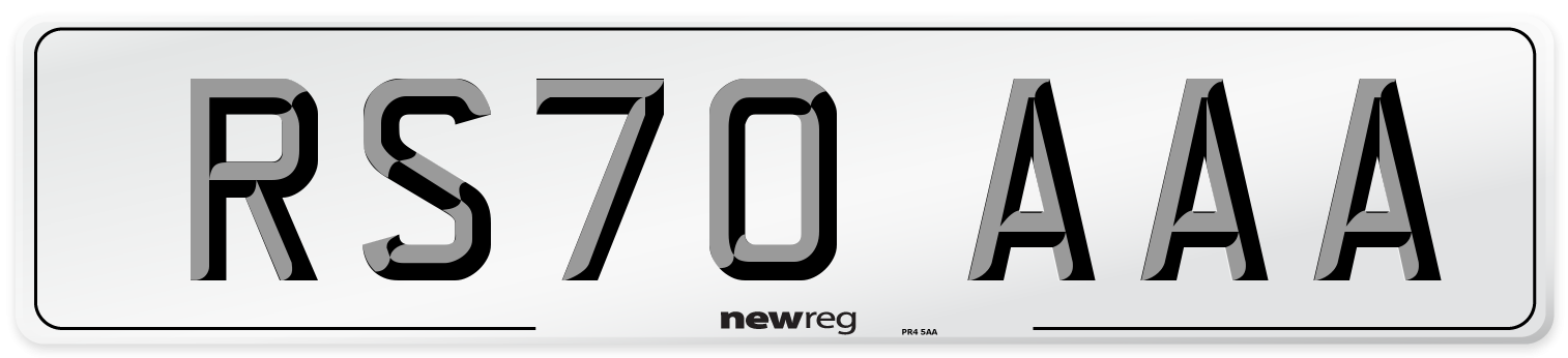 RS70 AAA Number Plate from New Reg